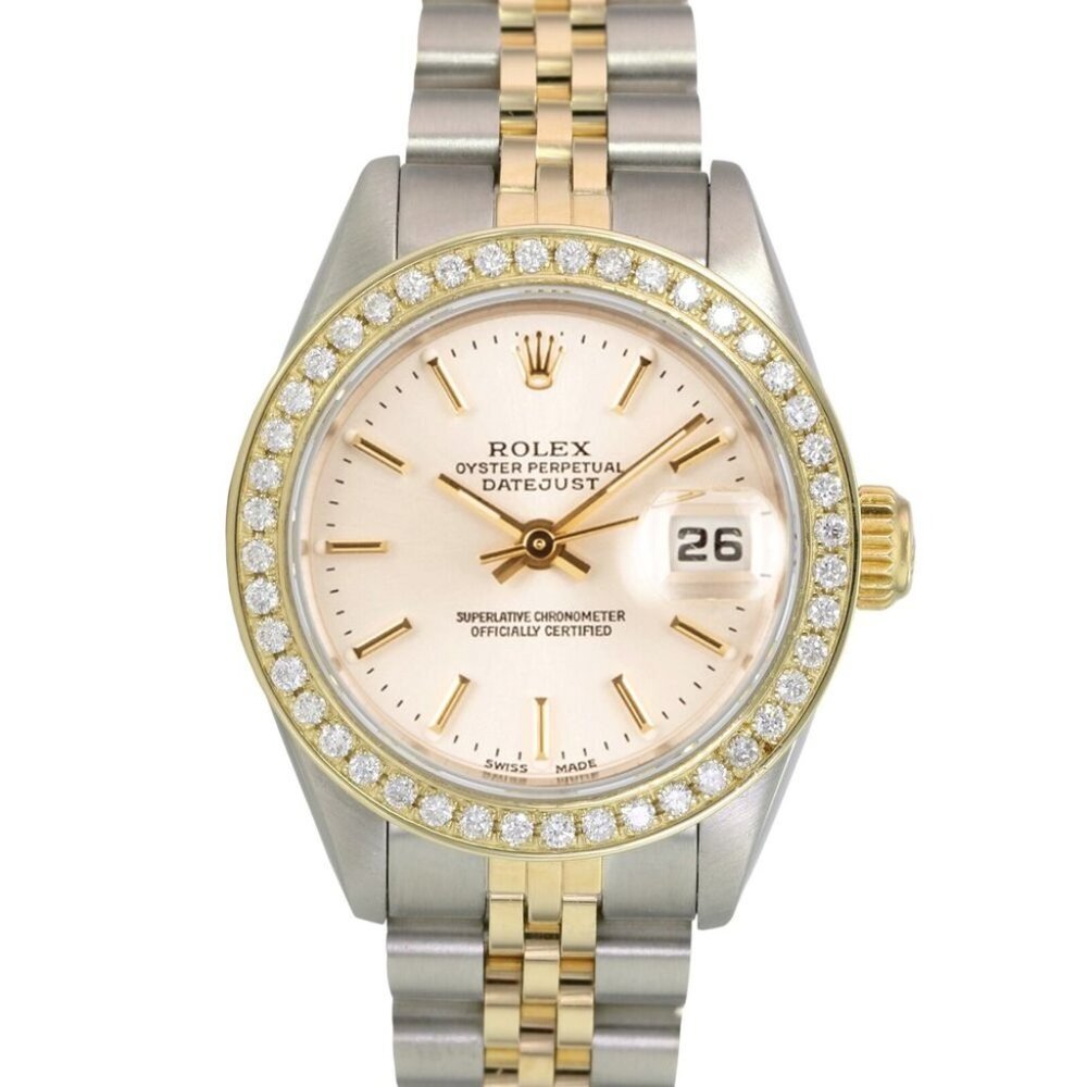 BOX & PAPER ROLEX DATEJUST 69173 SILVER INDEX DIAL DIAMOND JUBILEE TWOTONE WATCH